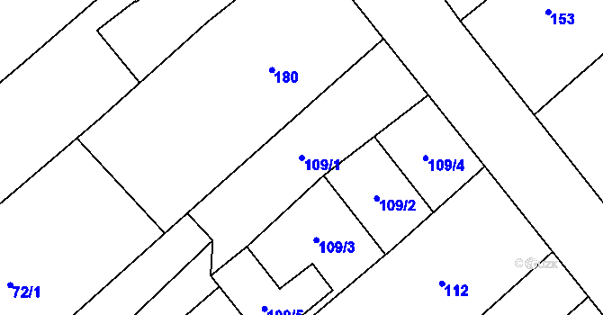 Parcela st. 109/1 v KÚ Henčlov, Katastrální mapa