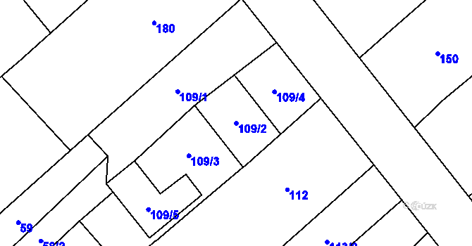 Parcela st. 109/2 v KÚ Henčlov, Katastrální mapa