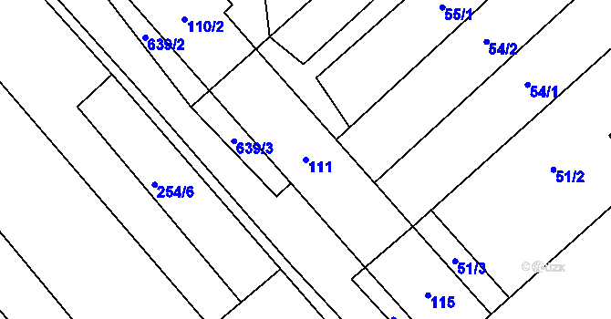 Parcela st. 111 v KÚ Henčlov, Katastrální mapa