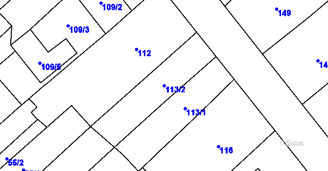 Parcela st. 113/2 v KÚ Henčlov, Katastrální mapa