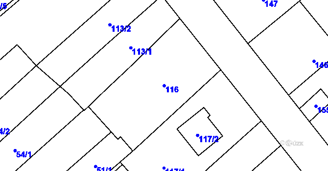 Parcela st. 116 v KÚ Henčlov, Katastrální mapa