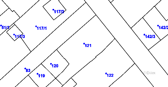 Parcela st. 121 v KÚ Henčlov, Katastrální mapa