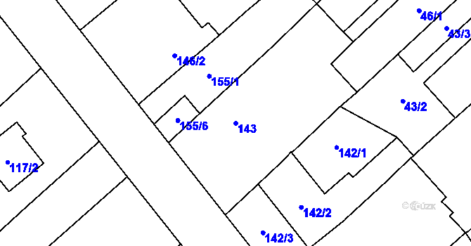 Parcela st. 143 v KÚ Henčlov, Katastrální mapa