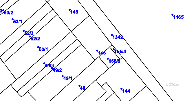 Parcela st. 145 v KÚ Henčlov, Katastrální mapa