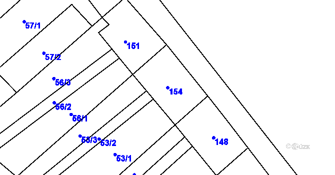 Parcela st. 154 v KÚ Henčlov, Katastrální mapa
