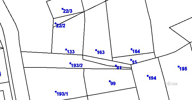 Parcela st. 163 v KÚ Henčlov, Katastrální mapa