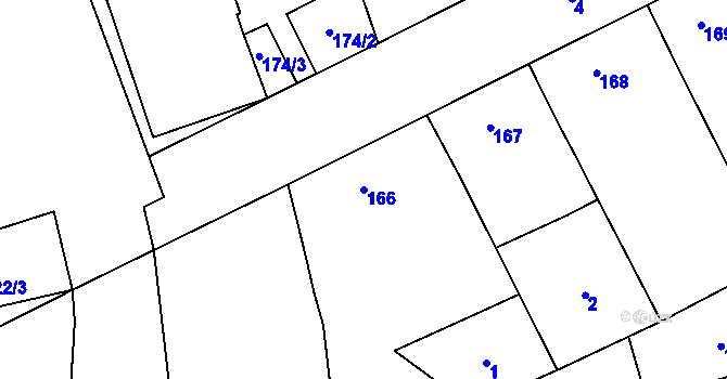 Parcela st. 166 v KÚ Henčlov, Katastrální mapa