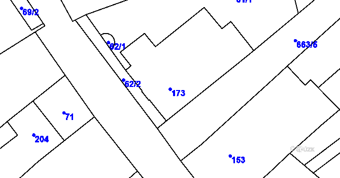 Parcela st. 173 v KÚ Henčlov, Katastrální mapa