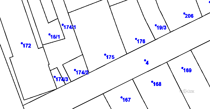Parcela st. 175 v KÚ Henčlov, Katastrální mapa