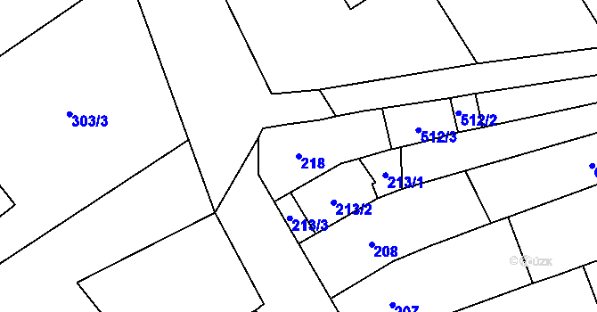 Parcela st. 218 v KÚ Henčlov, Katastrální mapa