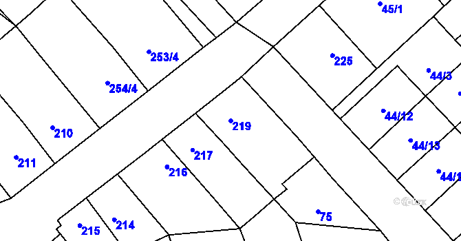 Parcela st. 219 v KÚ Henčlov, Katastrální mapa