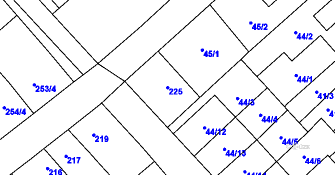 Parcela st. 225 v KÚ Henčlov, Katastrální mapa