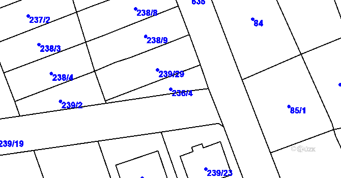 Parcela st. 236/4 v KÚ Henčlov, Katastrální mapa