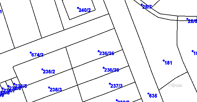 Parcela st. 236/25 v KÚ Henčlov, Katastrální mapa