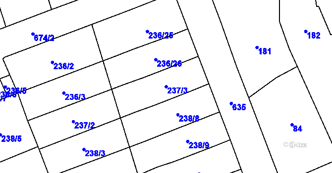 Parcela st. 237/3 v KÚ Henčlov, Katastrální mapa