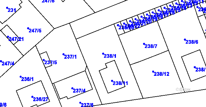 Parcela st. 238/1 v KÚ Henčlov, Katastrální mapa