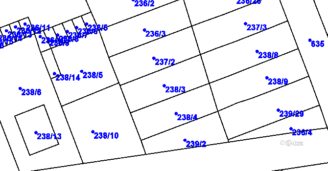 Parcela st. 238/3 v KÚ Henčlov, Katastrální mapa