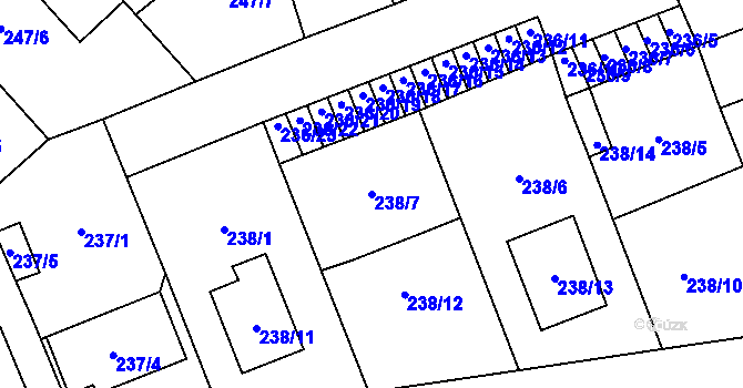 Parcela st. 238/7 v KÚ Henčlov, Katastrální mapa