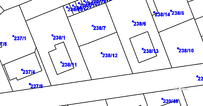 Parcela st. 238/12 v KÚ Henčlov, Katastrální mapa