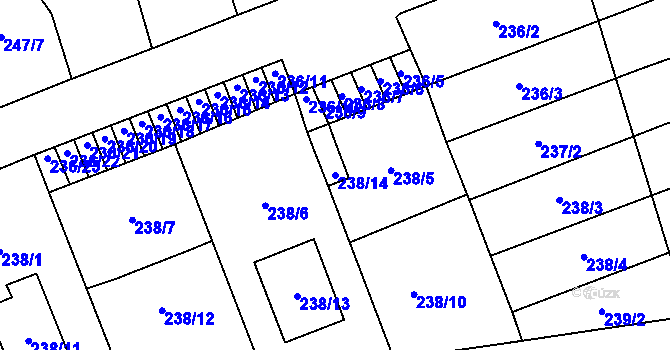 Parcela st. 238/14 v KÚ Henčlov, Katastrální mapa