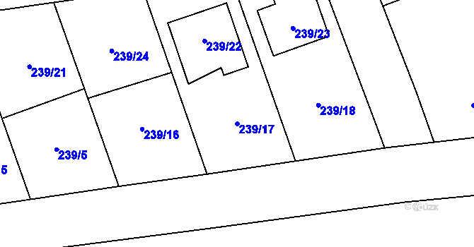 Parcela st. 239/17 v KÚ Henčlov, Katastrální mapa