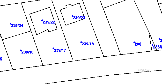 Parcela st. 239/18 v KÚ Henčlov, Katastrální mapa
