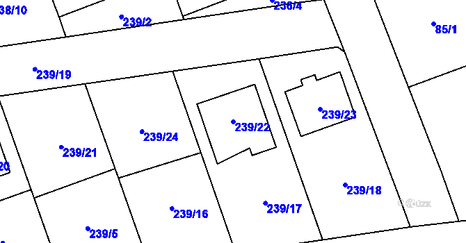 Parcela st. 239/22 v KÚ Henčlov, Katastrální mapa