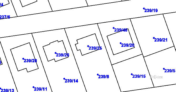 Parcela st. 239/25 v KÚ Henčlov, Katastrální mapa