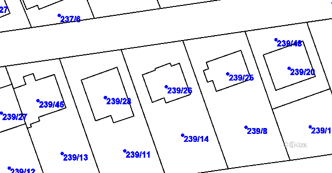 Parcela st. 239/26 v KÚ Henčlov, Katastrální mapa