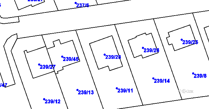 Parcela st. 239/28 v KÚ Henčlov, Katastrální mapa