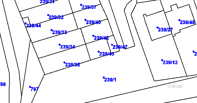 Parcela st. 239/43 v KÚ Henčlov, Katastrální mapa