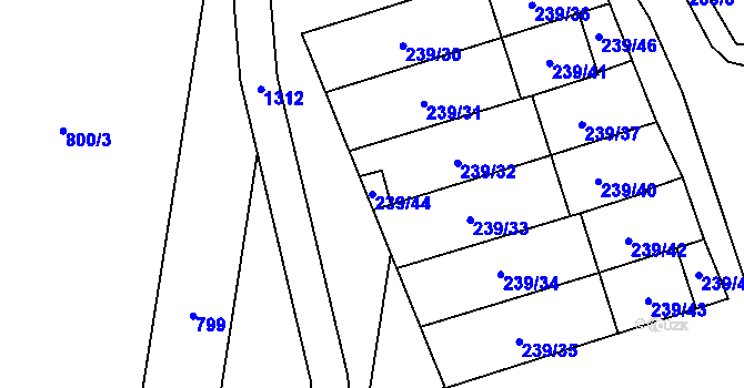 Parcela st. 239/44 v KÚ Henčlov, Katastrální mapa