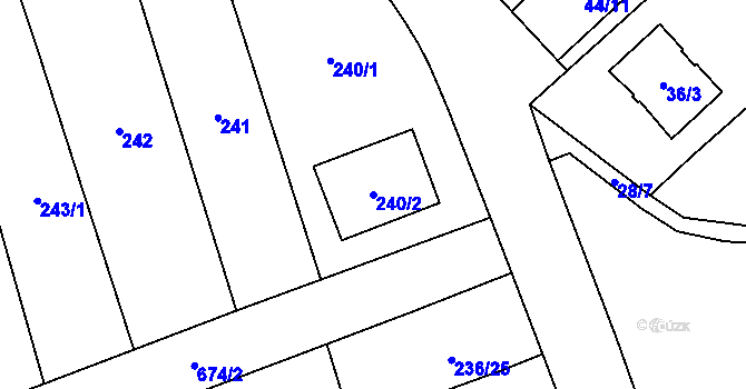 Parcela st. 240/2 v KÚ Henčlov, Katastrální mapa