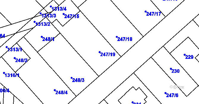 Parcela st. 247/19 v KÚ Henčlov, Katastrální mapa