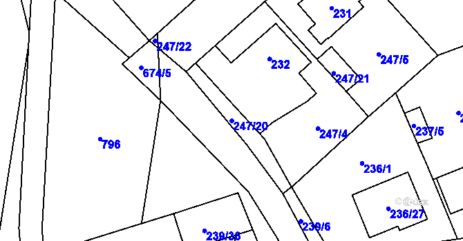 Parcela st. 247/20 v KÚ Henčlov, Katastrální mapa