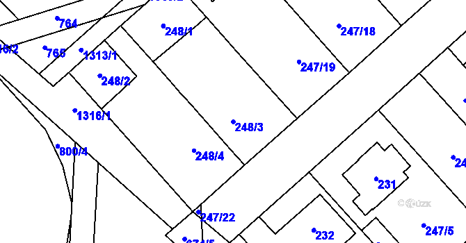 Parcela st. 248/3 v KÚ Henčlov, Katastrální mapa