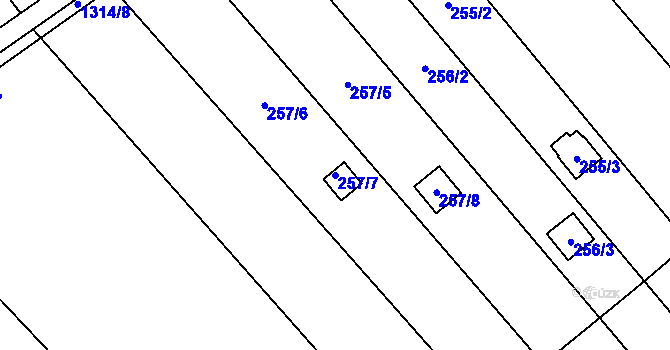 Parcela st. 257/7 v KÚ Henčlov, Katastrální mapa