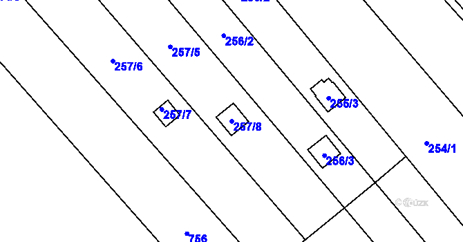 Parcela st. 257/8 v KÚ Henčlov, Katastrální mapa