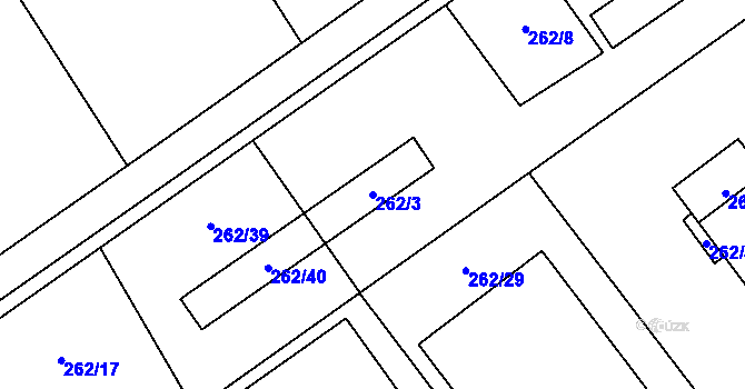Parcela st. 262/3 v KÚ Henčlov, Katastrální mapa