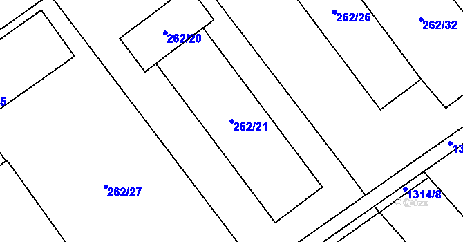 Parcela st. 262/21 v KÚ Henčlov, Katastrální mapa