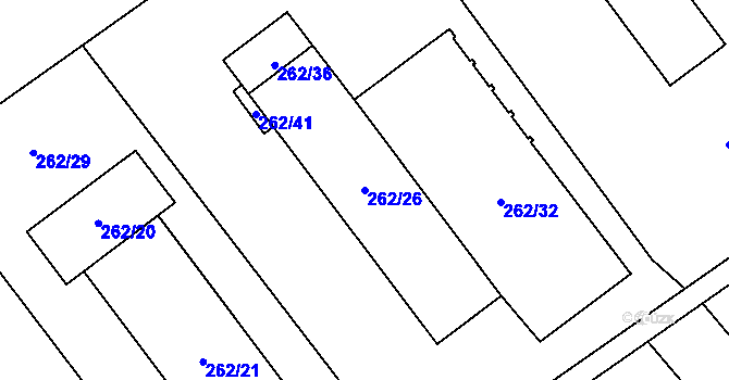 Parcela st. 262/26 v KÚ Henčlov, Katastrální mapa