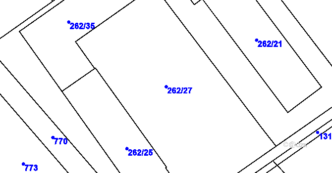Parcela st. 262/27 v KÚ Henčlov, Katastrální mapa