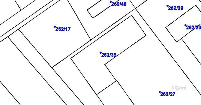 Parcela st. 262/35 v KÚ Henčlov, Katastrální mapa