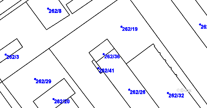 Parcela st. 262/36 v KÚ Henčlov, Katastrální mapa