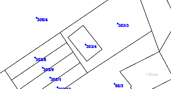 Parcela st. 303/4 v KÚ Henčlov, Katastrální mapa