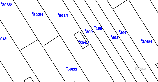 Parcela st. 501/2 v KÚ Henčlov, Katastrální mapa