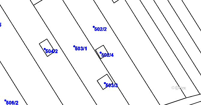 Parcela st. 502/4 v KÚ Henčlov, Katastrální mapa