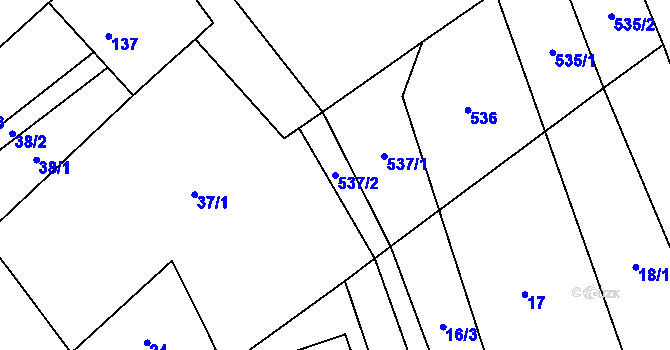 Parcela st. 537/2 v KÚ Henčlov, Katastrální mapa