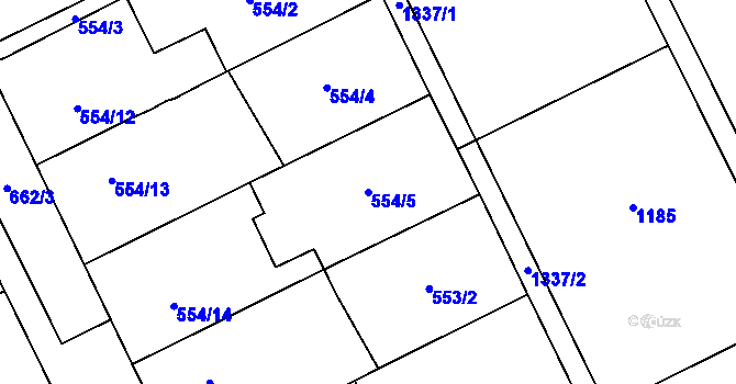 Parcela st. 554/5 v KÚ Henčlov, Katastrální mapa