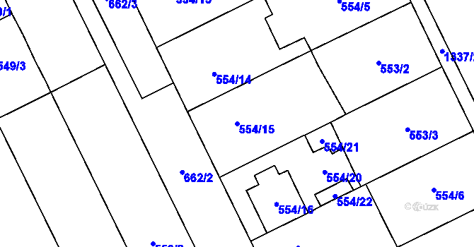 Parcela st. 554/15 v KÚ Henčlov, Katastrální mapa